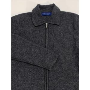 VTG Karen Scott Charcoal Gray Australian Boiled Wool Zip Up Cardigan Jacket M